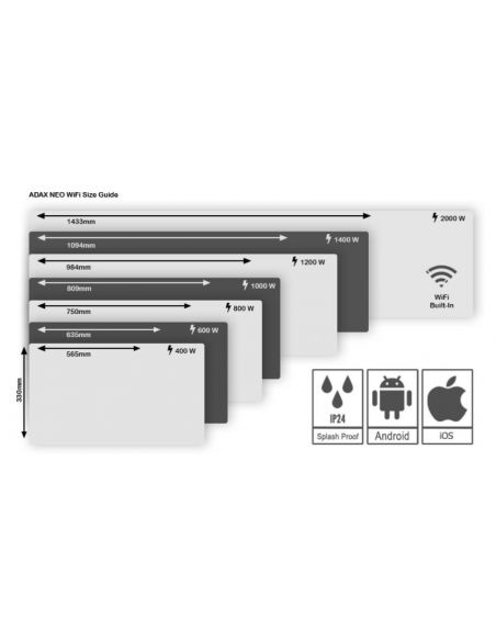 Adax Neo WiFi H elektromos konvektor 800W, fehér